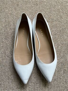 M. Gemi White Pointed Leather Flats